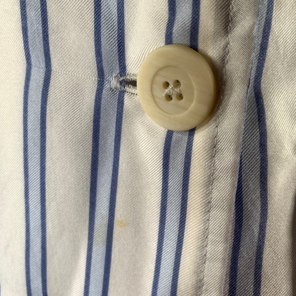 DRIES VAN NOTEN Size S White Light Blue Silk Stripe Peak Lapel Blazer - Picture 7 of 9